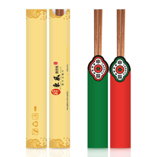 Half Paper Covered Sleeve Packing Disposable Bamboo Chopsticks Natural Chopsticks