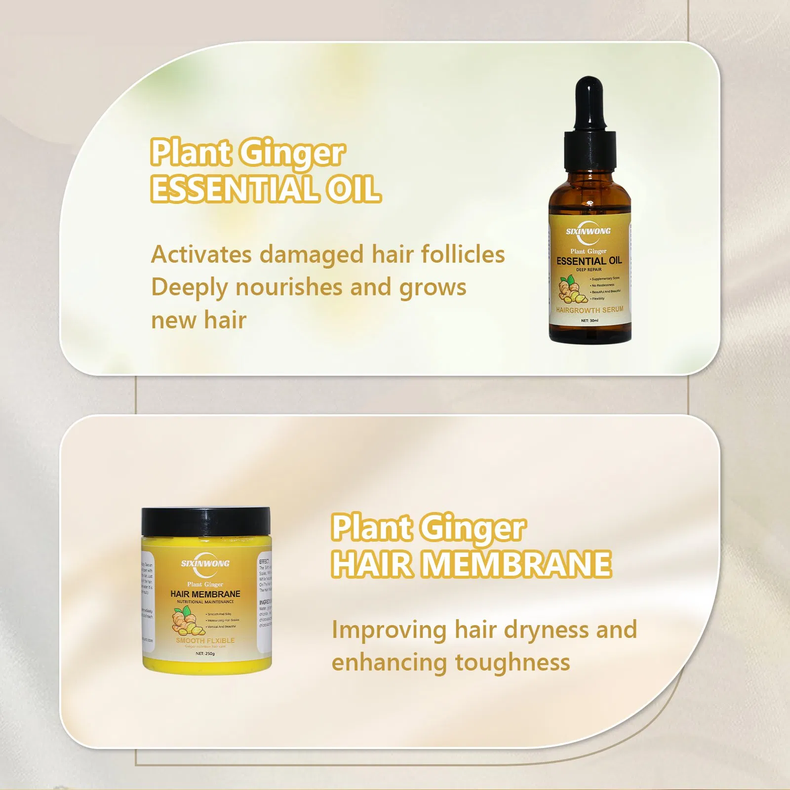Beauty Cosmetics Hair Care Ginger Hair Growth Conditioner Shampoo Set