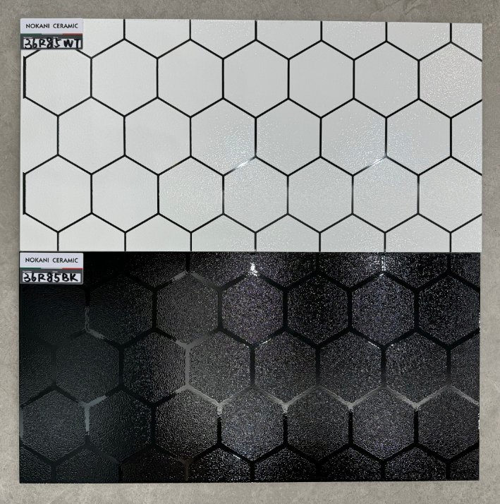 300X600mm White and Black Color Gossy Ceramic Wall Tile for Bathroom and kitchen Building Material