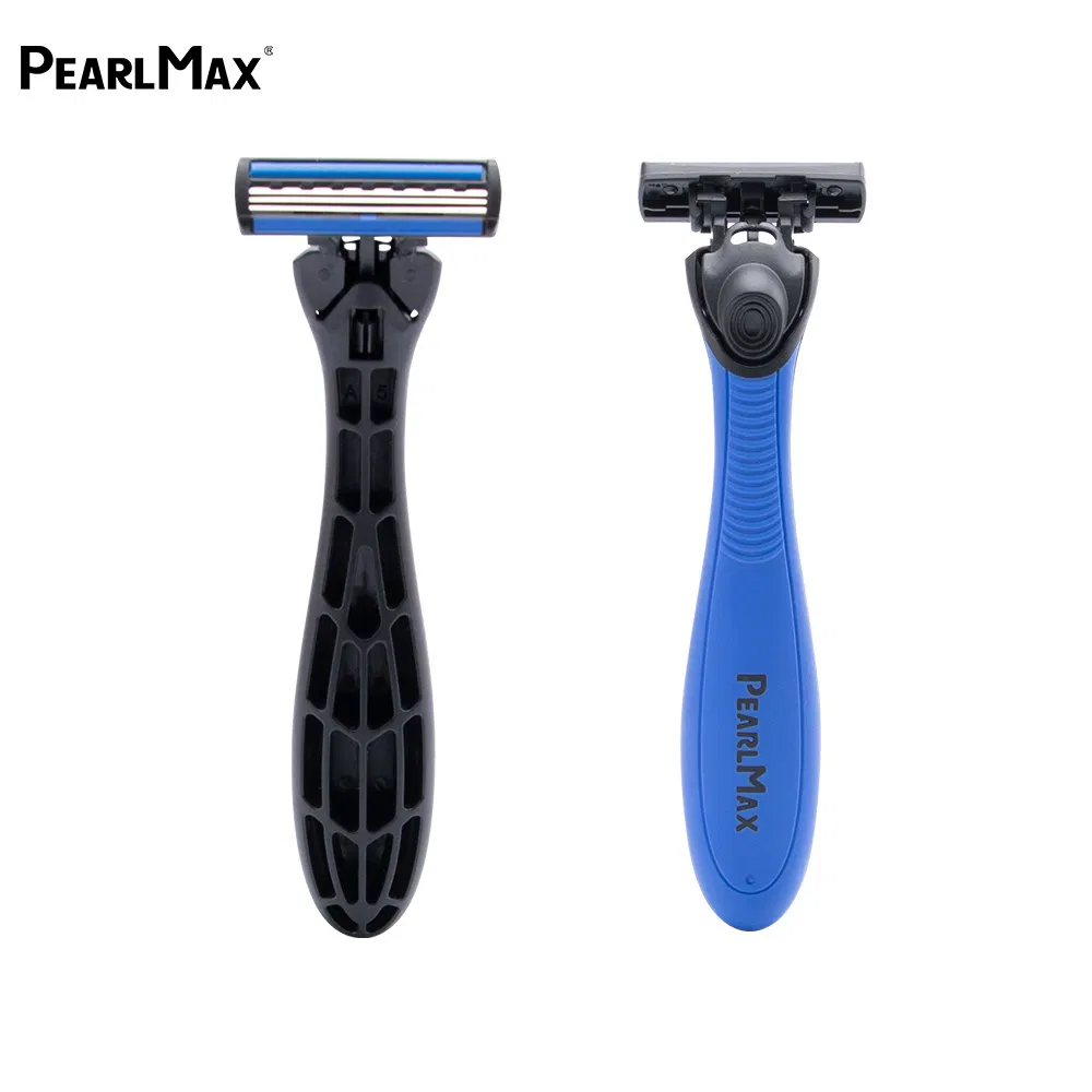 Pearlmax New Products Rubber Handle Safety Razor Blade Scrapper Man Stainless Steel Triple Blade Razor Barber Cheap Razor