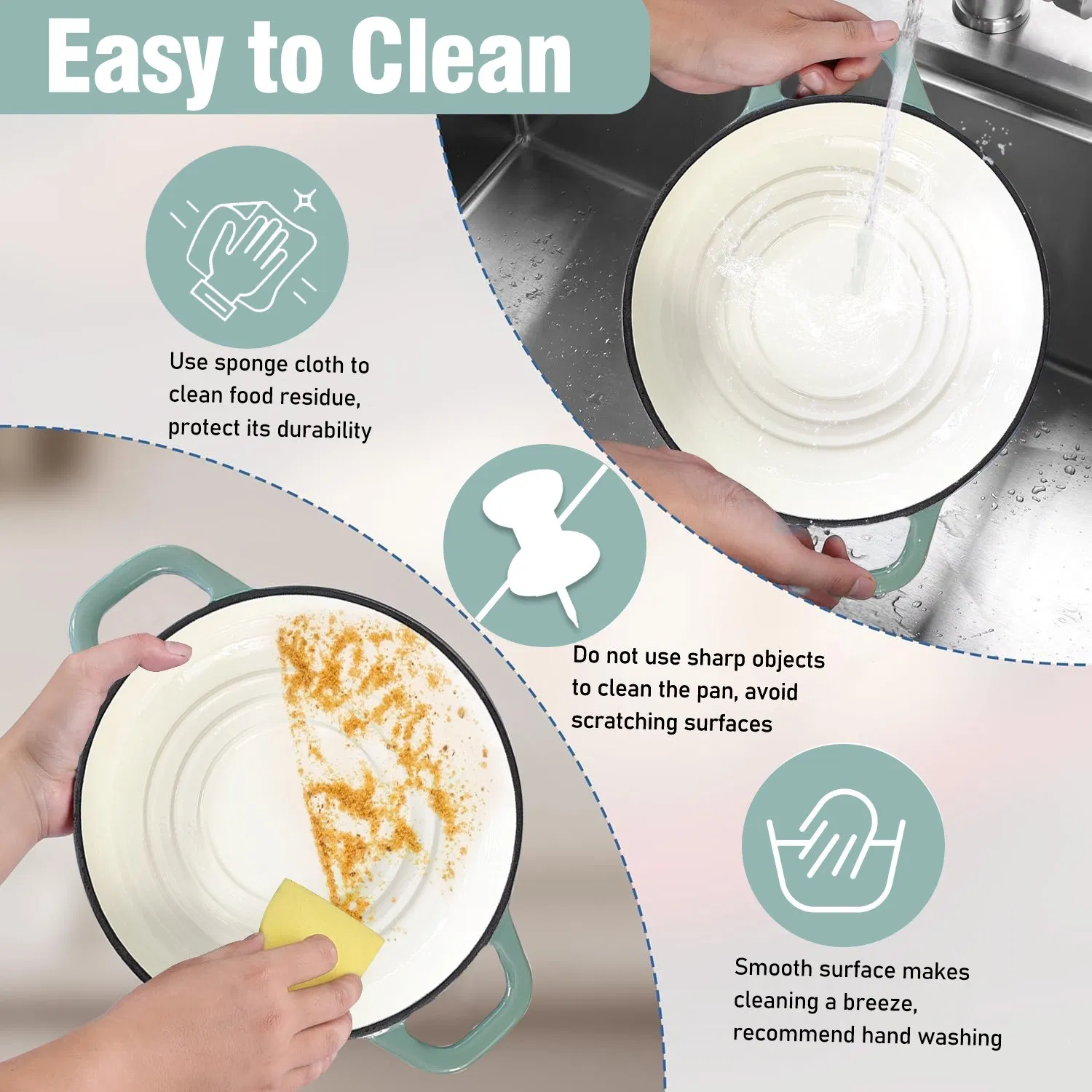 Amazon Hot Selling Cast Iron Dutch Oven Round Enameled Casserole Pot for Bread Baking