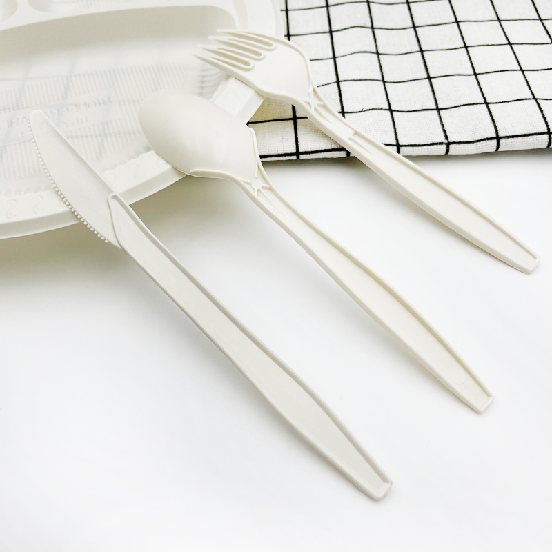 Party Utensils Food Grade Disposable Spoons and Knives Flatware 7" Cornstarch Cutlery