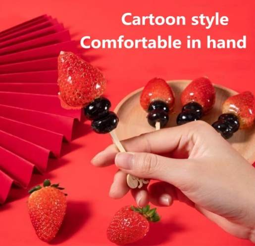 Cartoon Natural Bamboo Skewers Wood Cocktail Picks Mini Food Fruit Sticks