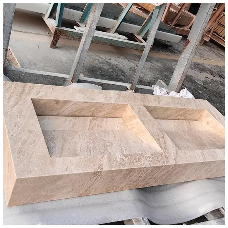 Cappuccino Beige Marble Integrated Vanity Sinks