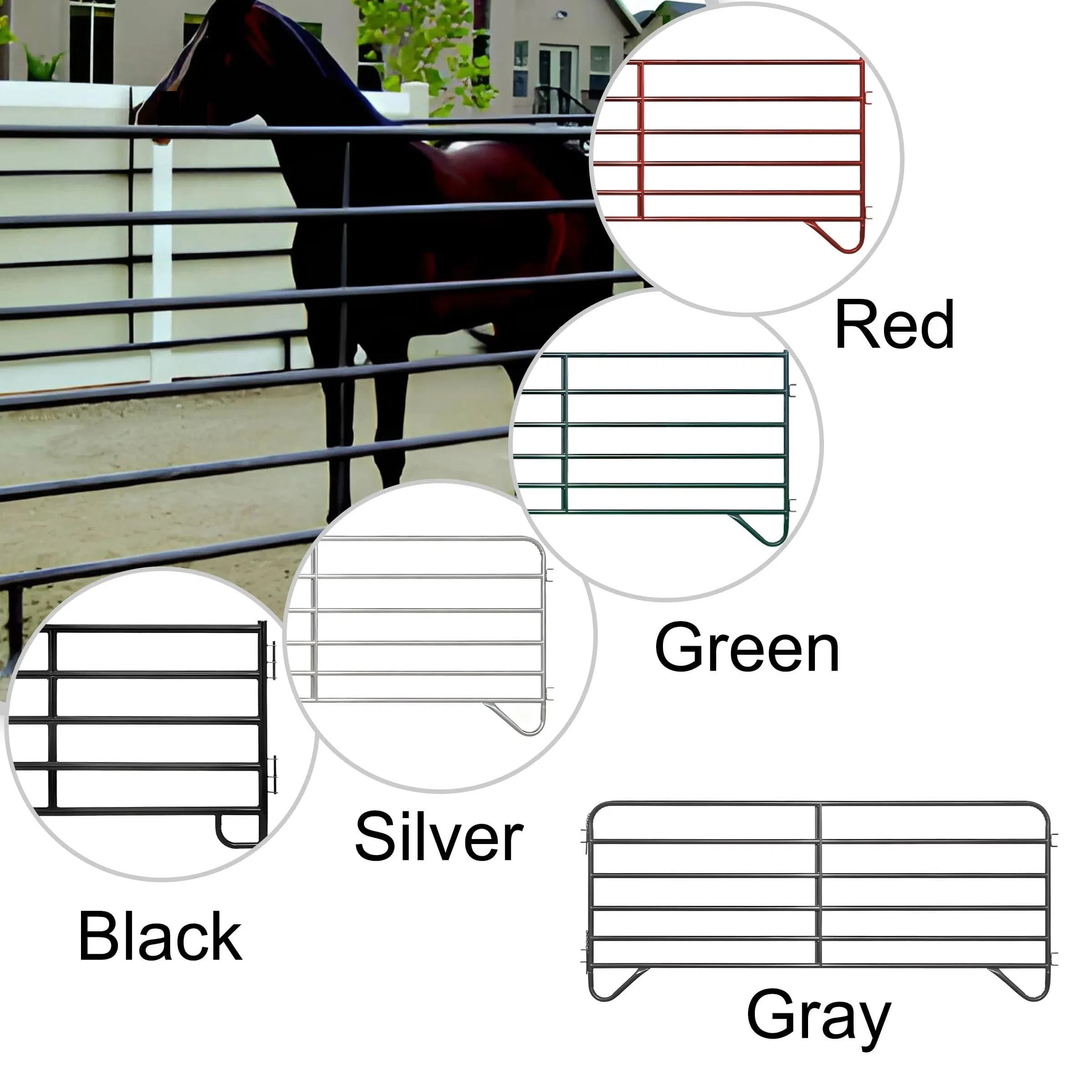 Removable Adjustable Metal Fences Horse Farm Fence Panels Ranch Rail Fencing Galvanized Livestock Panels