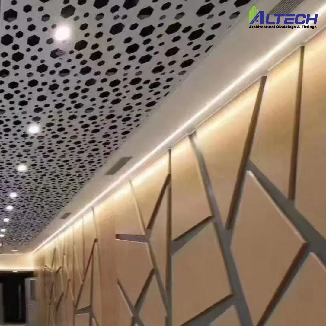 Anodized Solid Aluminum Ceiling Panel in Customized Wood Color Finish
