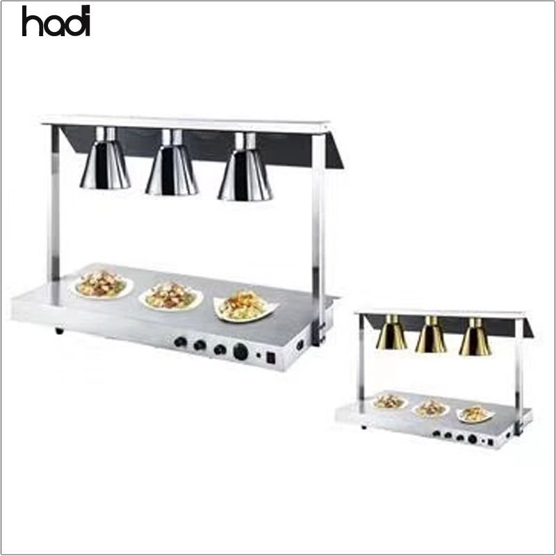 Equipment for Restaurant Keep Meat Halogen Hot Food Warming Insulation Hheater Luxury Golden Bulbs Buffet Station Carving Light Food Warmer with Lamp