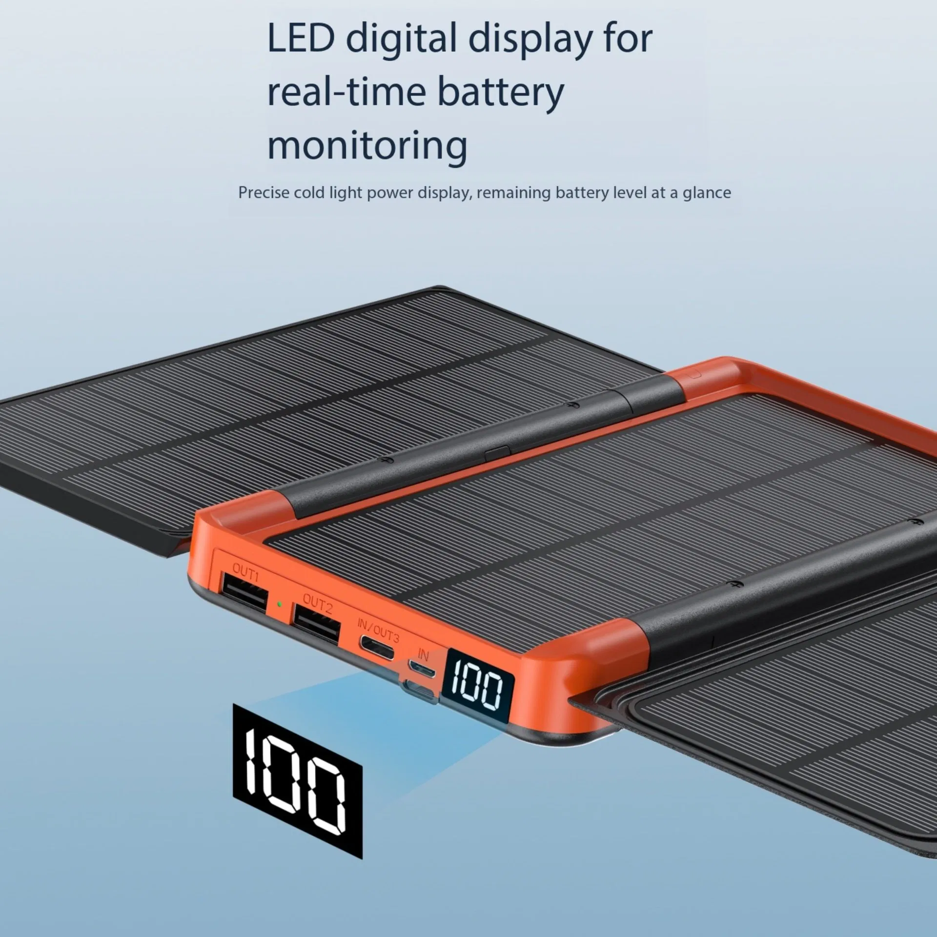 Solar Wireless Power Bank 20000mAh Large Capacity Outdoor Portable Power Bank