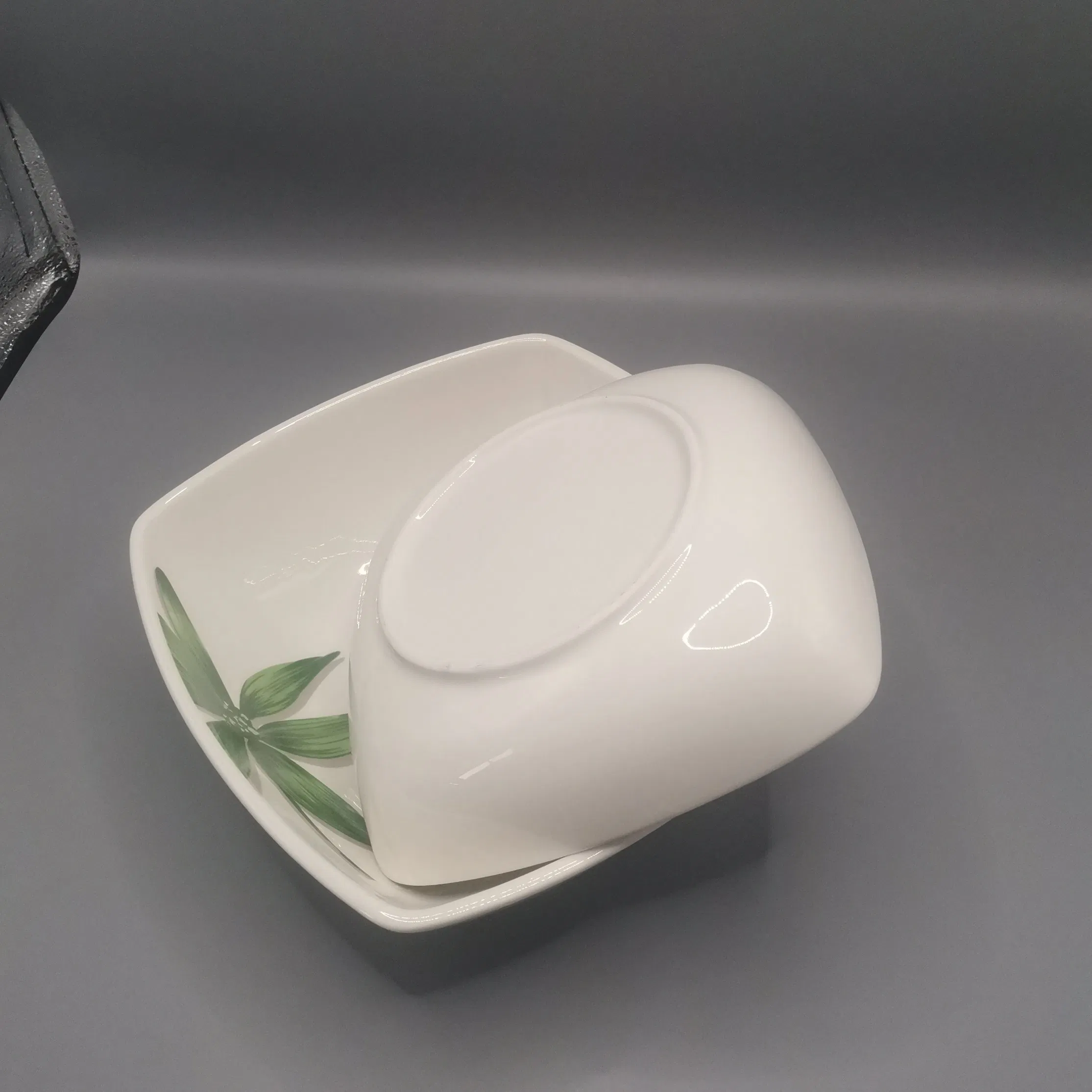 8"Square Soup Bowl Plate with Decal Porcelainware Ceramics Tableware