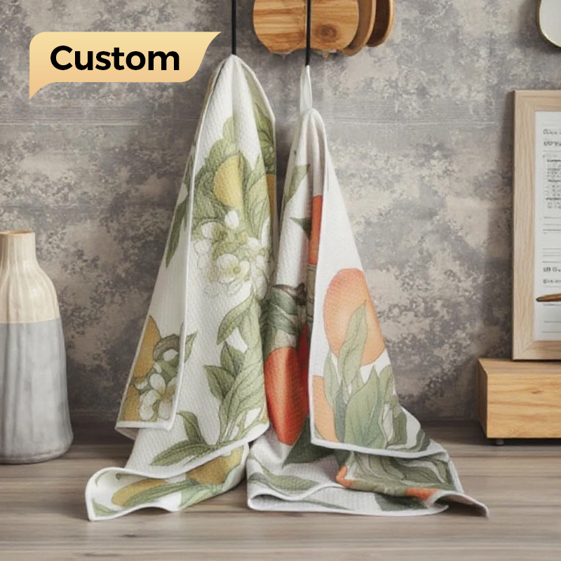 High Quality Absorbent Stylish Hanging Loop Floral Pattern Kitchen Towel for Kitchen Wall Decor Dish Drying Daily Cleaning Tasks