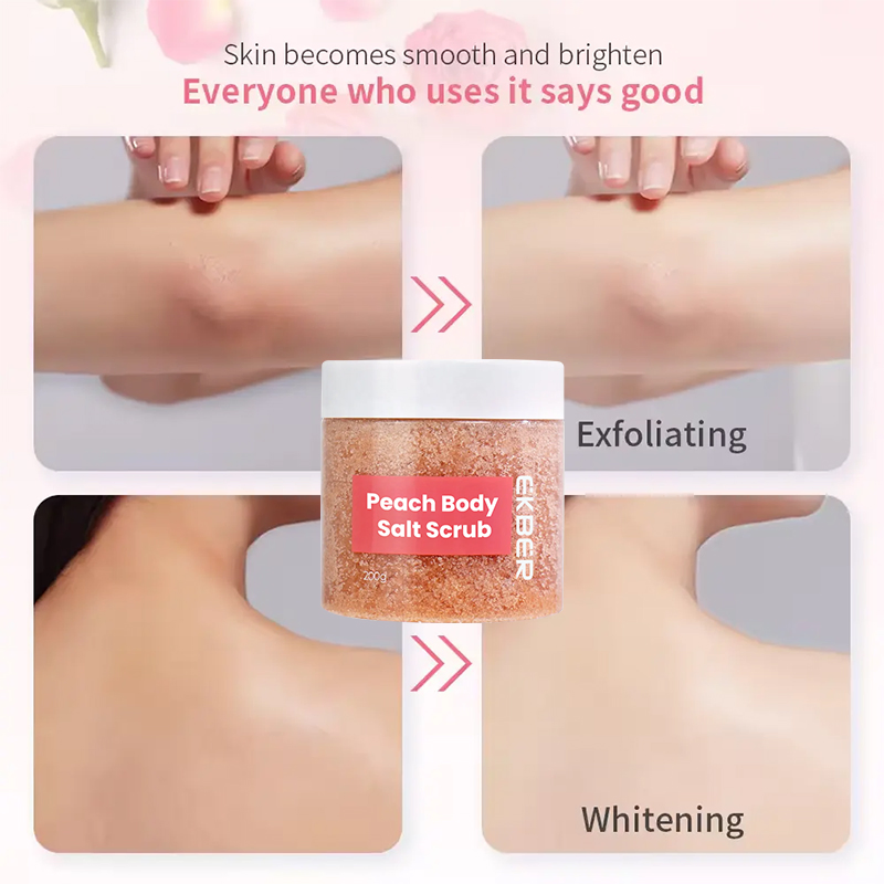 Customize Logo Lightening Exfoliation Remove Dead Skin Peach Body Scrub Salt