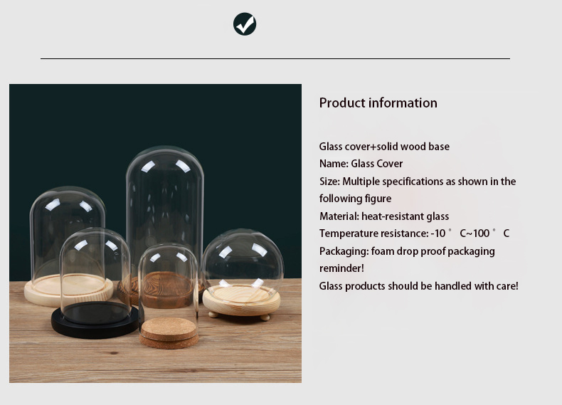 Decorative Glass Dome with Rustic Wooden Base for Unique Showcases