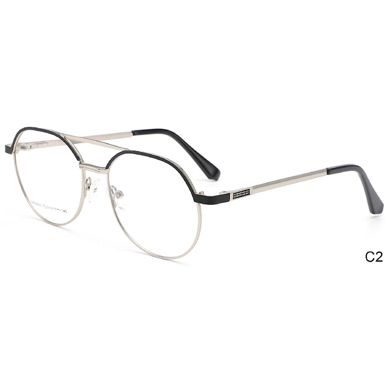 Stainless Steel Metal Optical Eyeglasses Patchwork Design Skin-Friendly No-Magnetic Temple Reading
