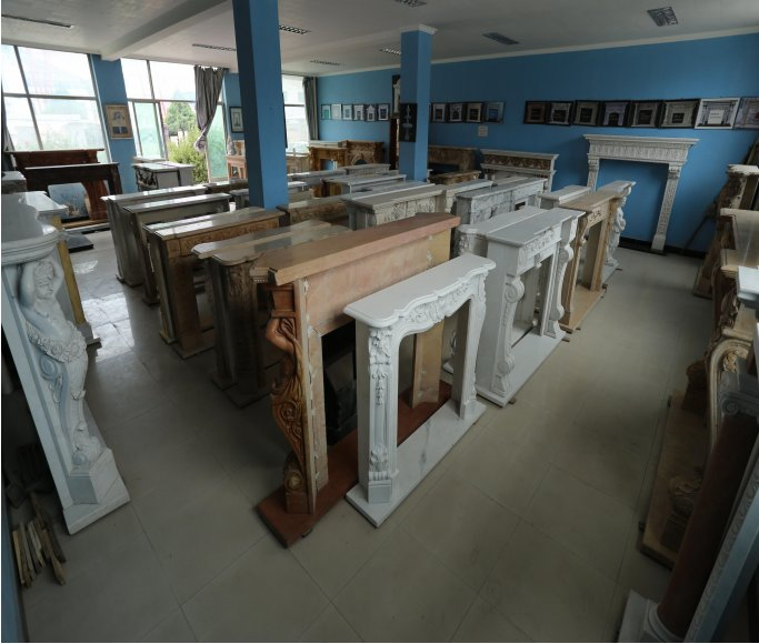 Customize White Classic Granite Marble Stone Electric Heater Fireplace Mantel