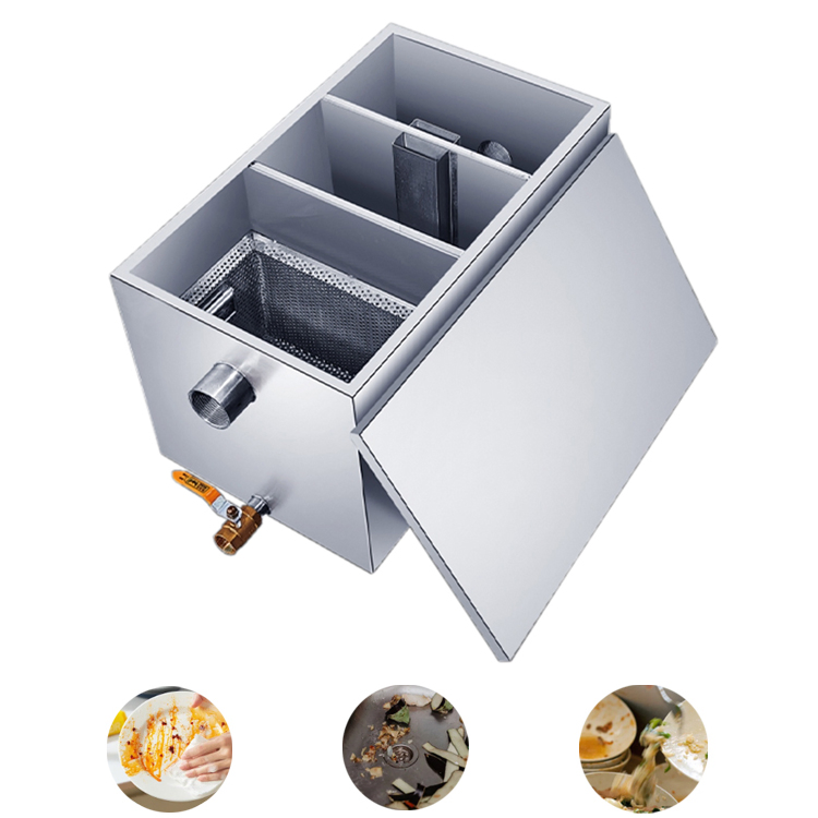 Modern Stainless Steel Oil Water Separator Durable Grease Interceptor Trap for Kitchen
