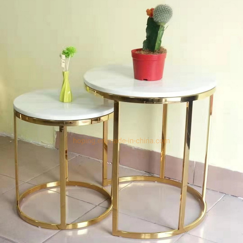 2 PCS One Set Hotel Lobby Reception Area High Back Flower Decoration Side Table Half Moon Table