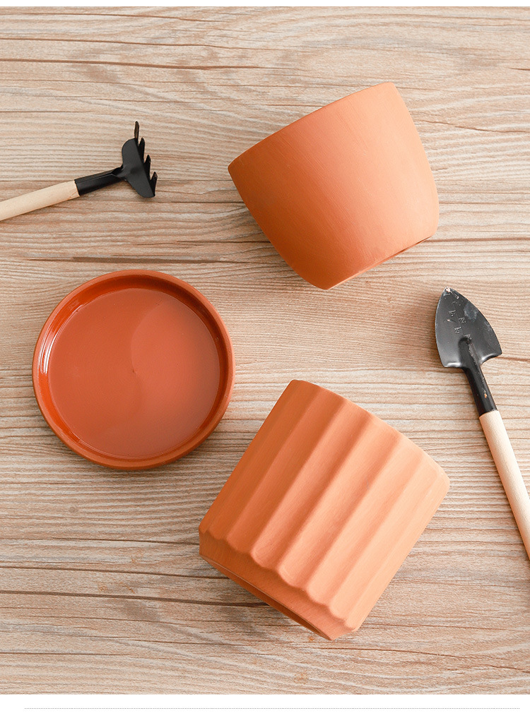 Горшки терракотовые глиняные для цветов с блюдцем