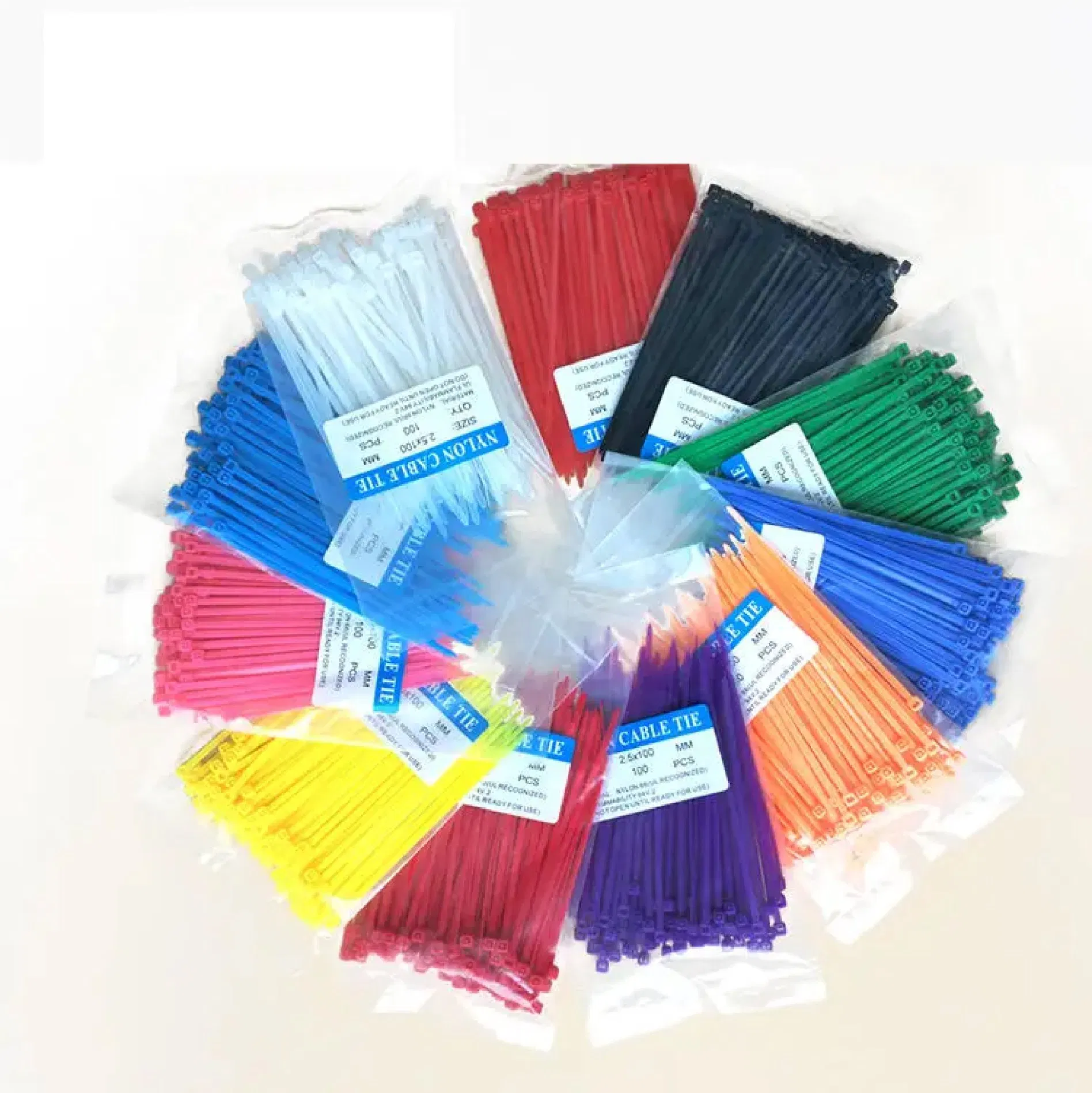 100 Reusable Color Zip Ties with Adjustable Tensile Strength for Indoor and Outdoor Multifunctional Plastic Ties (multi-color)