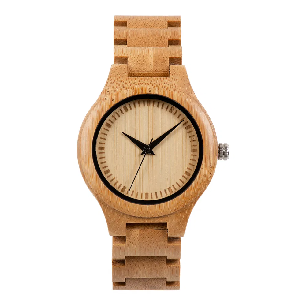 New Custom Logo Handmade Unisex Bamboo Case and Band Men and Woman Wooden Watch