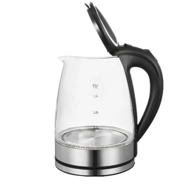 High Quality Tea Water Visible Home Kitchen Appliance Auto Shut-off Teapot Glass Electric Kettle with LED Light