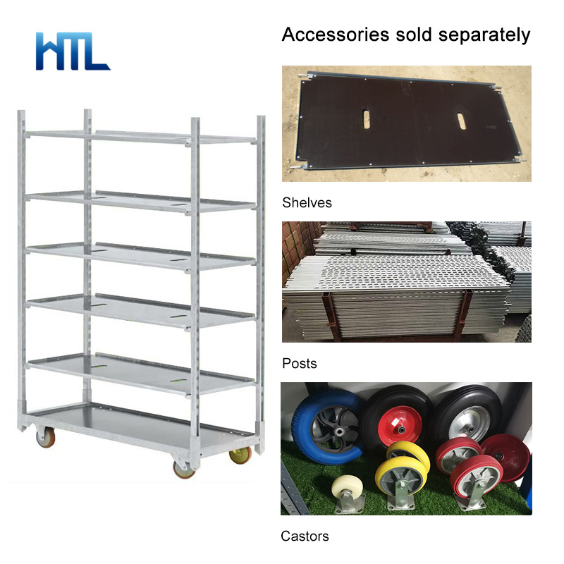 Тележка для растений 6-ярусная, металлическая, с колесами