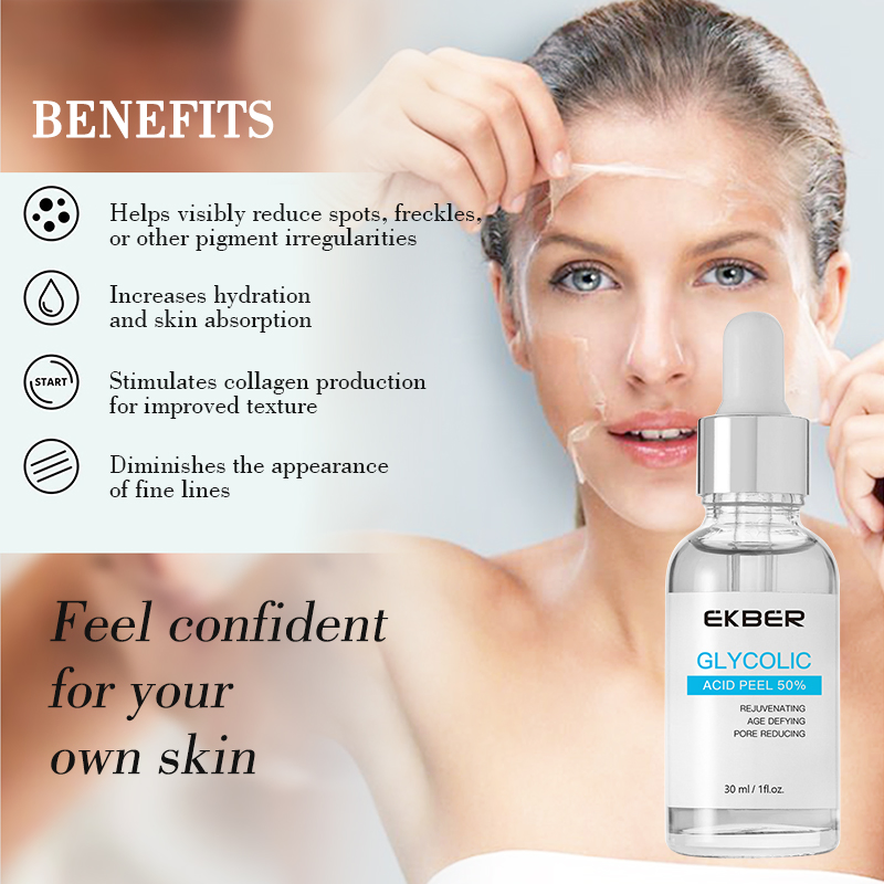 Tiktok Top Sale Brightens The Skin Exfoliating 50% Glycolic Acid Peel Serum Glycolic Acid Solution Skin Care Serum