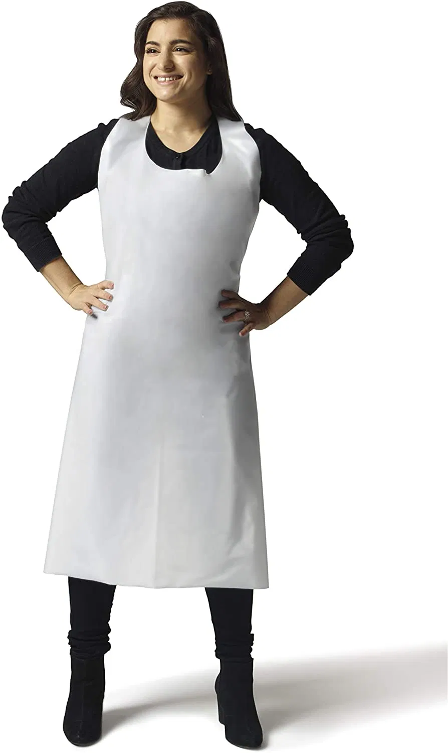 6g Customized HDPE White/Blue Disposable Apron (Hot Sale in Jeddah, SA)