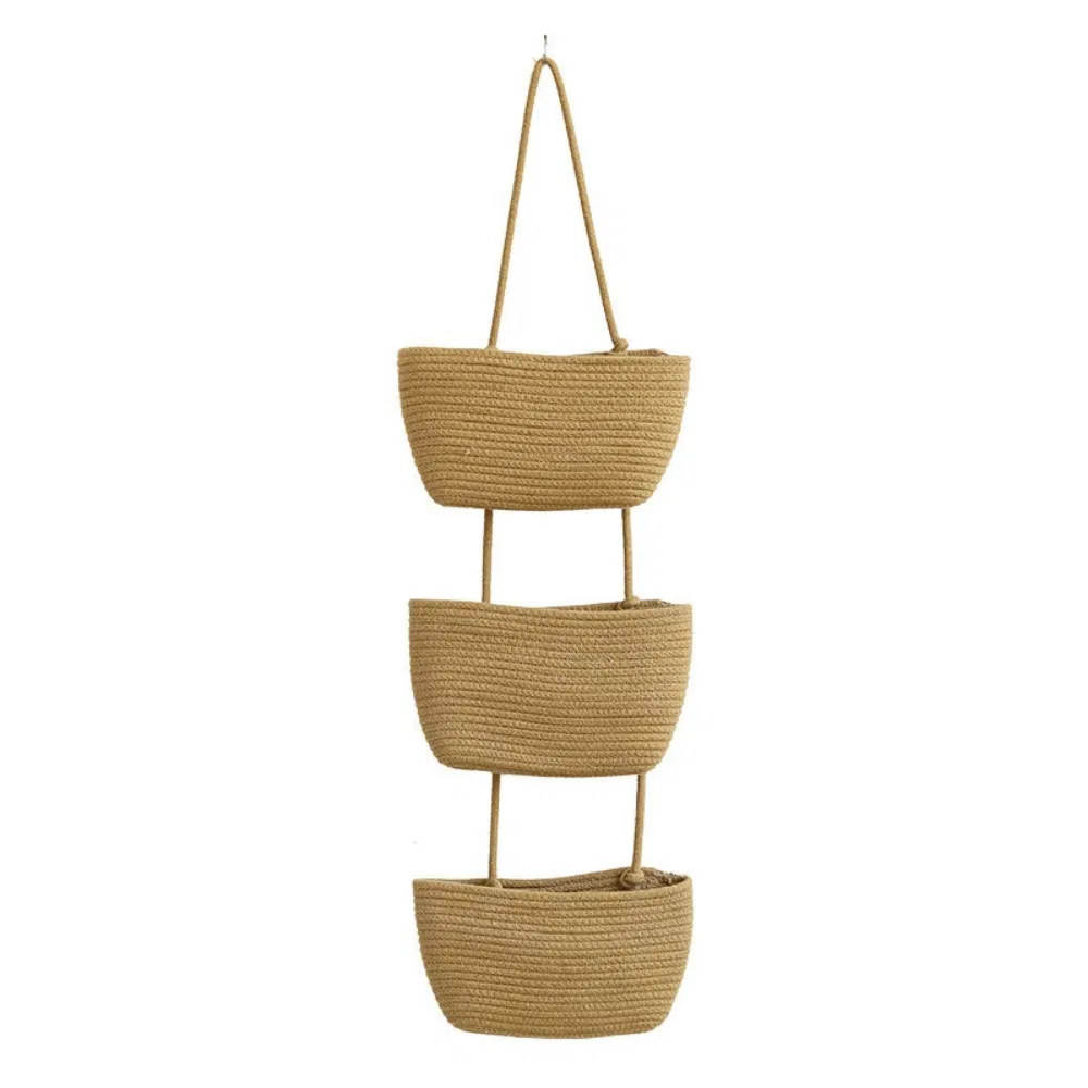 Rope Over Door Basket 3 Tier Wall Hanging Basket for Storage Wbb28328