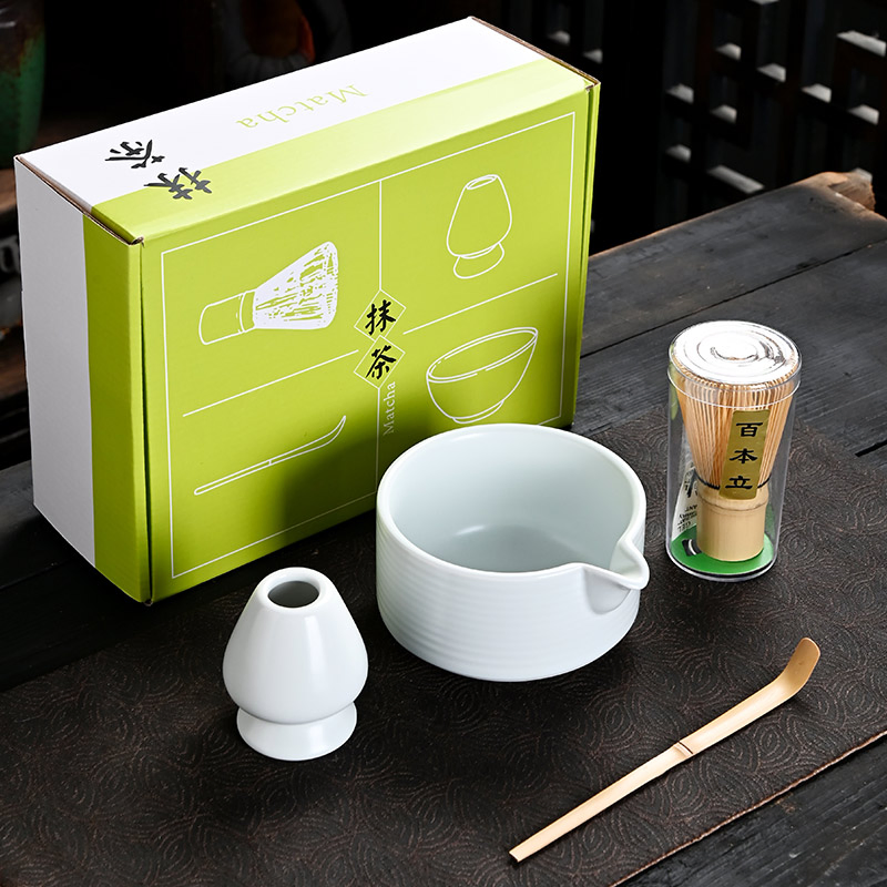 Essential Matcha Ceramic Bowl Bamboo Whisk Holder Bamboo Starter Matcha Whisk Sets