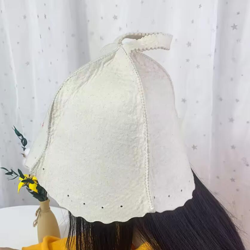 Wholesale Japan Sauna Banya Sweat Available Wool Felt Sauna Bucket Hat with Hanging Hoop Custom Logo
