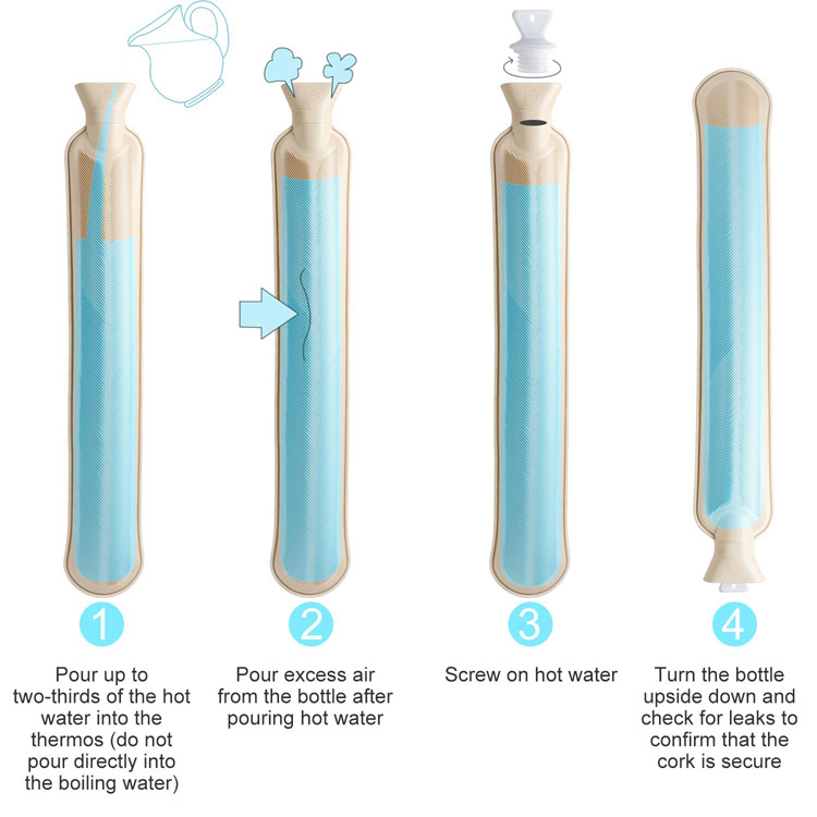 Facatory Wholesale 2L Long Soft Cover Hot Water Bottle Bag