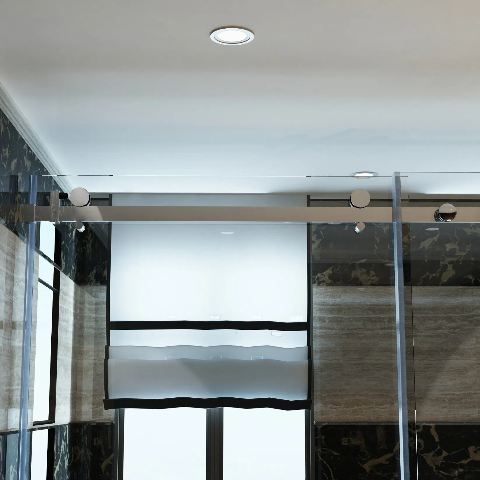 Home 6.6FT Sliding Hardware Shower Kit Brass Hinges Barn Door Roller