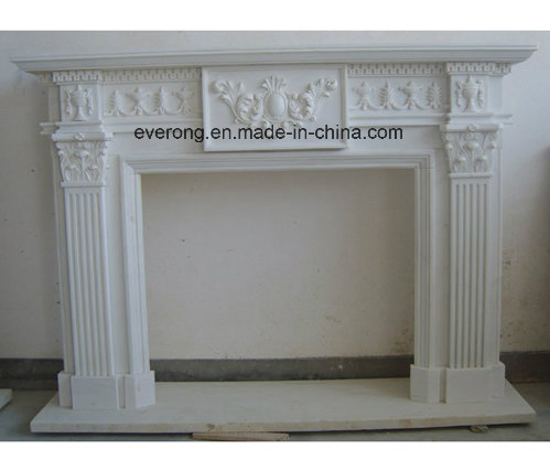 Cheap European Stone Carved Antique Sculpture Pure White/Beige Marble Fireplace