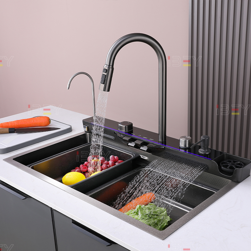 201 Stainless Steel Single Bowl Kitchen Sink - Budget-Friendly with Intelligent Dual-Water Outlet System