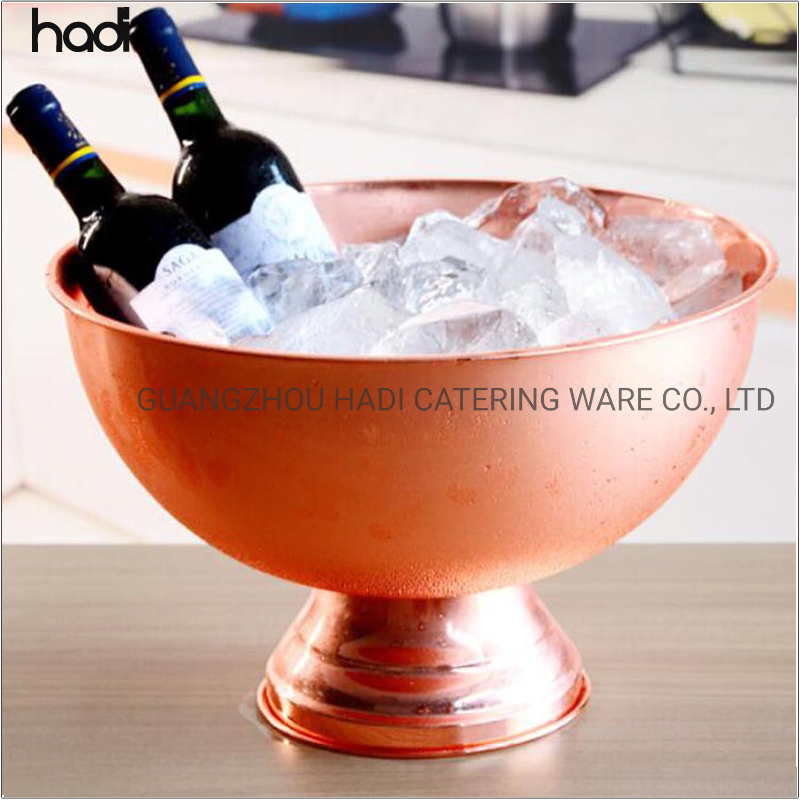 Hotels and Restaurants Supplies Round Custom Ice Bucket Rose Gold Copper Color Luxury Stainless Steel Bucket Champagne Cooler Ice Bucket