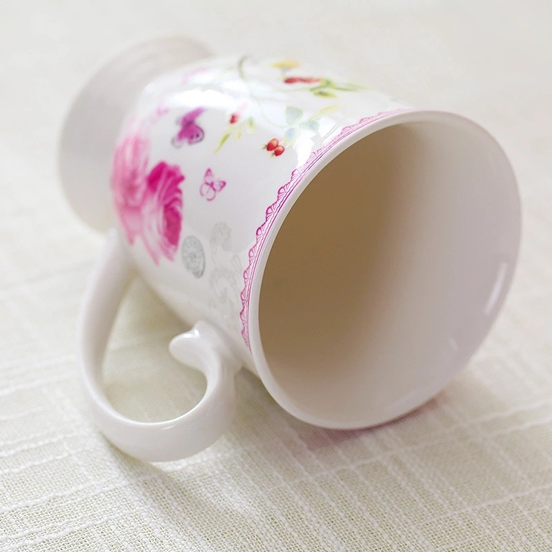 Manufacturer Wholesale Competitive Price Royal Rose Personalized High Quality Porcelain Mug with Flower Design