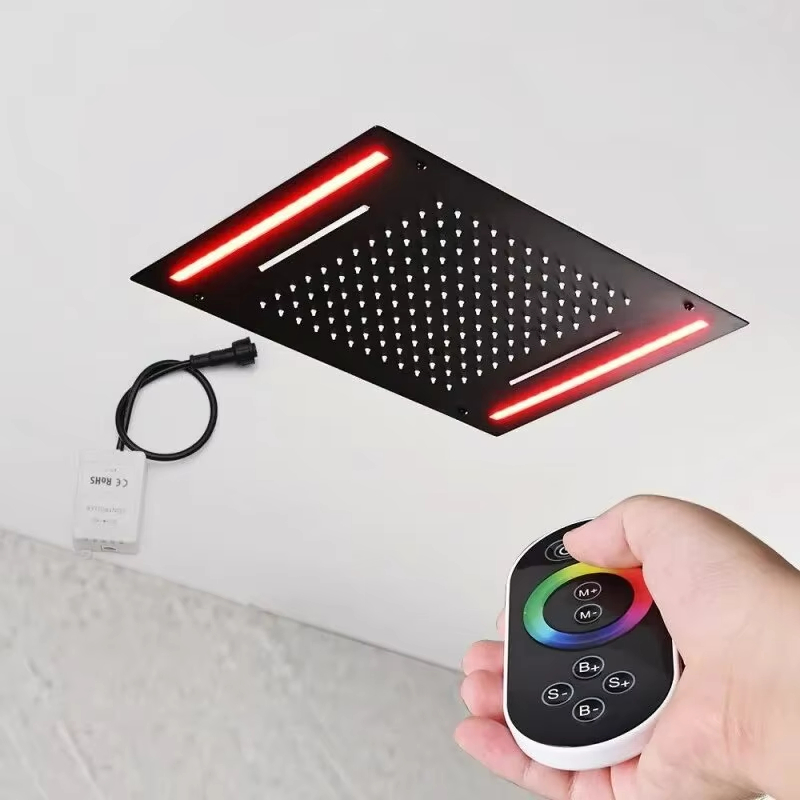 Head Manufacturer Ceiling Square Rain Shower Black LED Shower Head