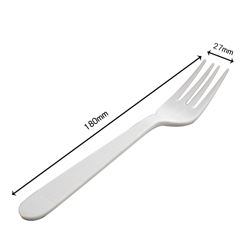 Customizable Disposable Plastic Cutlery 180mm Length PP Plastic Fork White for Fast Food
