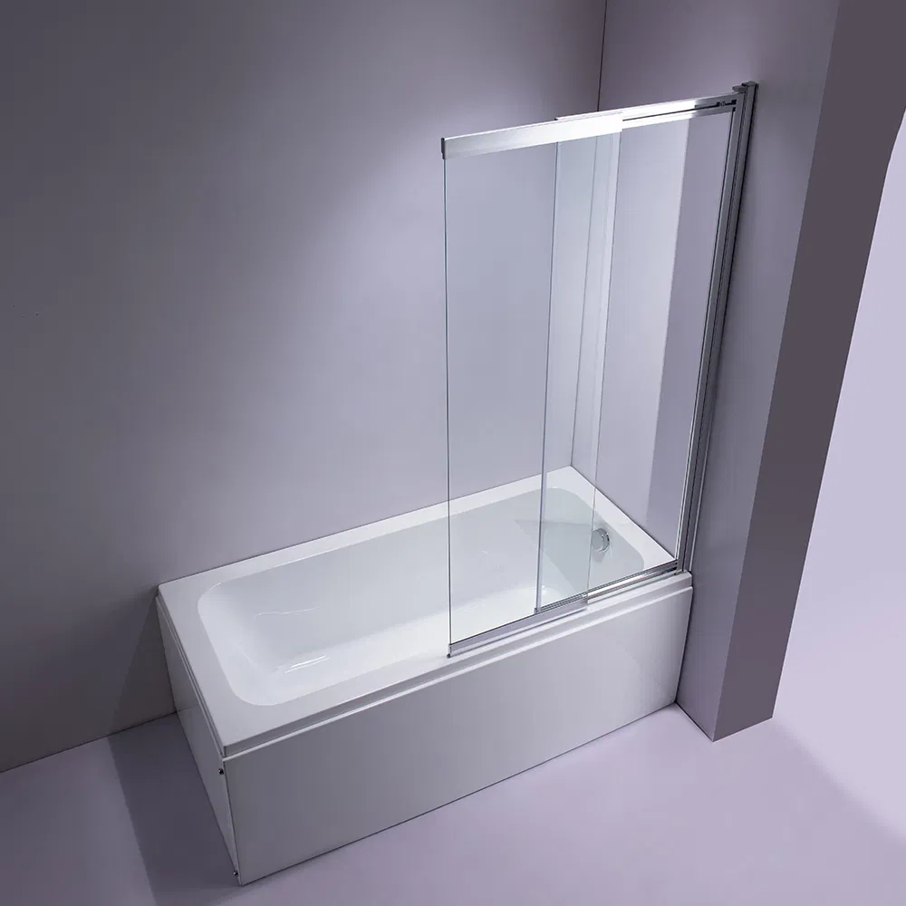 New Design Space Saving Sliding Bathtub Screen with Pivot Wall Aluminum
