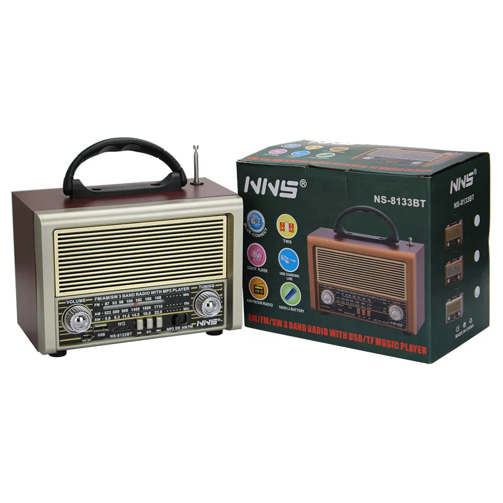 Ретро радио NS-8133BT с Bluetooth, деревянный корпус