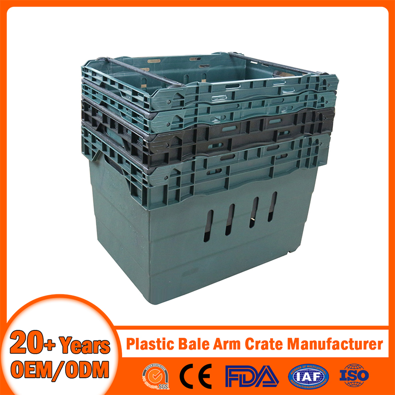 China Plastic Bale Arm Crate Manufacturer Stackable/ /Nestable/Lobster/EU/Euo Moving Mesh Turnover Logistic/Bread/Egg/Beer Crate Tote Plastic Bale Arm Crate