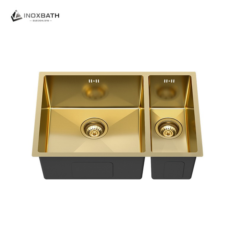 Dual-Bowl Rectangular Vegetable SUS304 Double Large Bowl Drop in Kitchen Room Sink