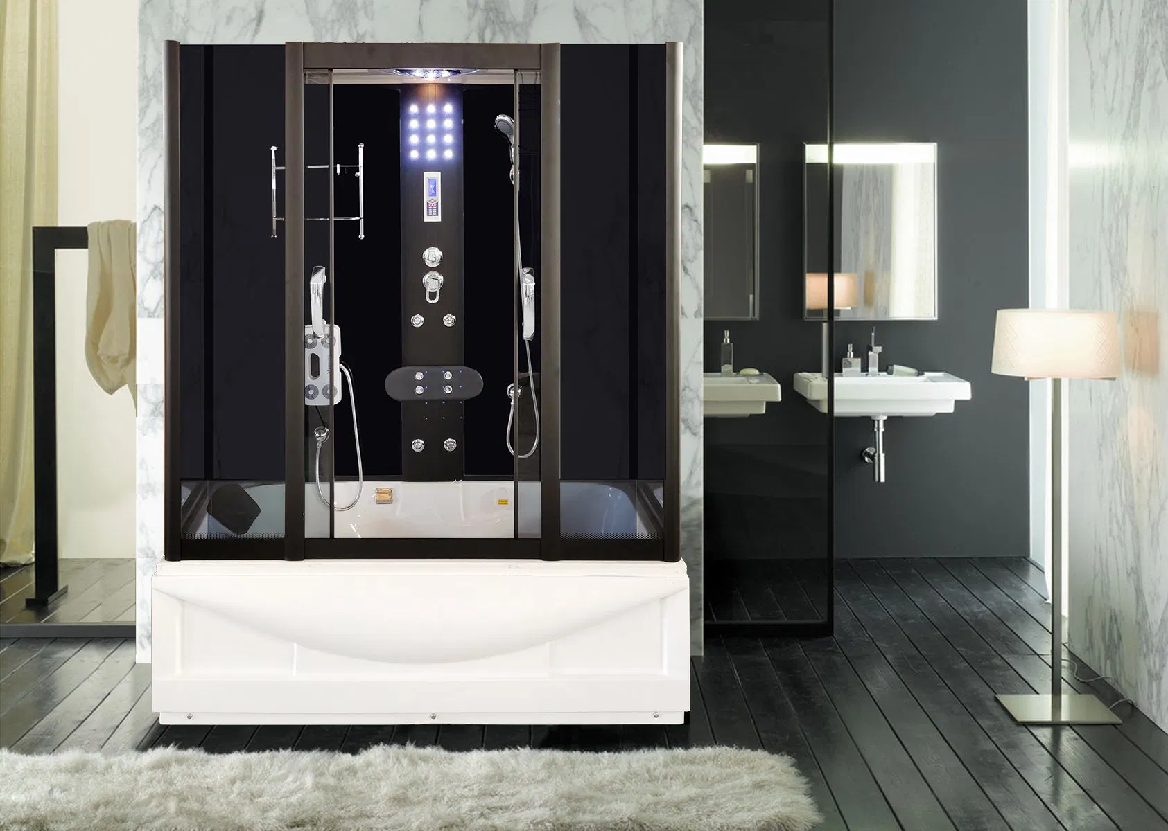 Factory Customized Tempered Glass Massage Shower Enclosure Steam Shower Cabin with Whirlpool