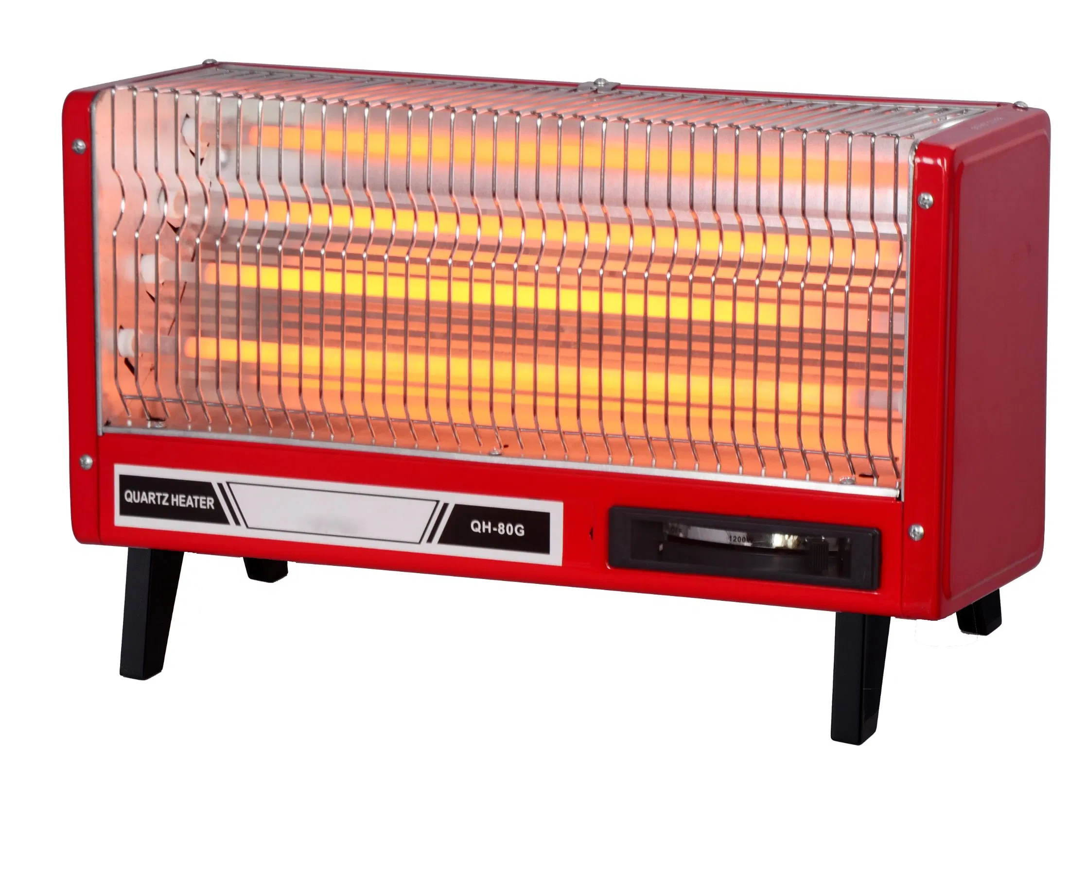 Retro Red Quartz Electric Heater - Portable Space Heater with Instant Heating for Home & Office