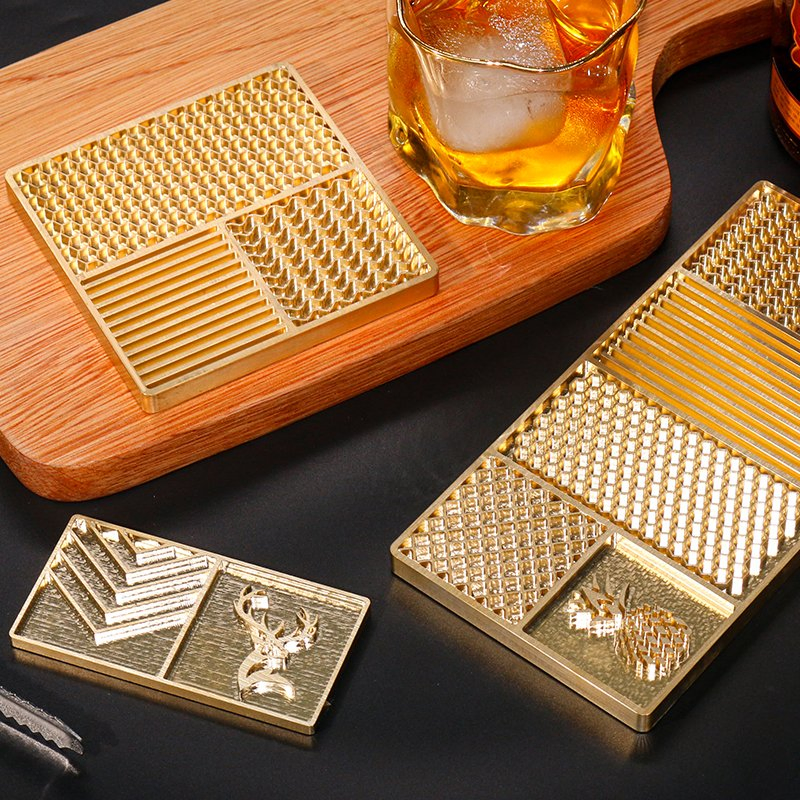 Ice Cube Designer Stamp Personalized Craft Modern Ice Cube Molds for Whiskey, Bourbon, Cocktails Custom Ice Stamp Plate Tray