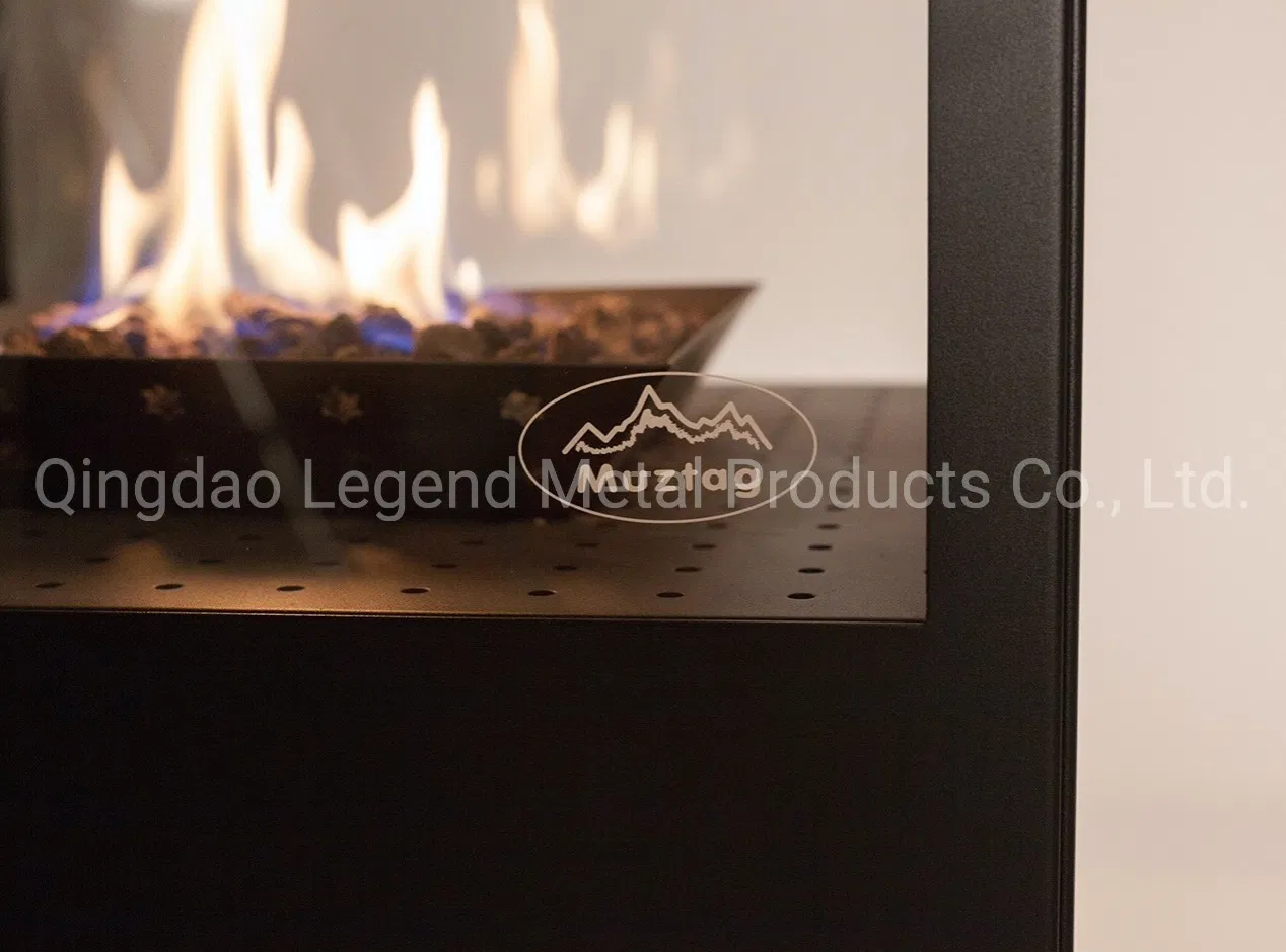 Movable Outdoor Patio Heater with Adjustable Flame with Glass View for Garden Use