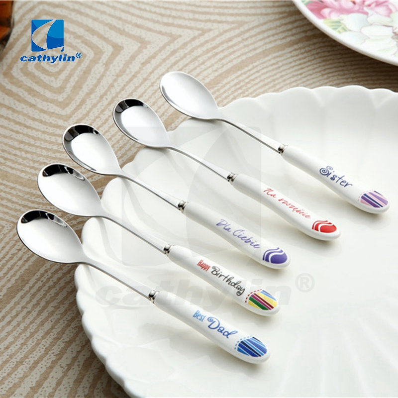 Promotion Elegant Gift Box 18/10 Stainless Steel Ceramic Handle Spoon