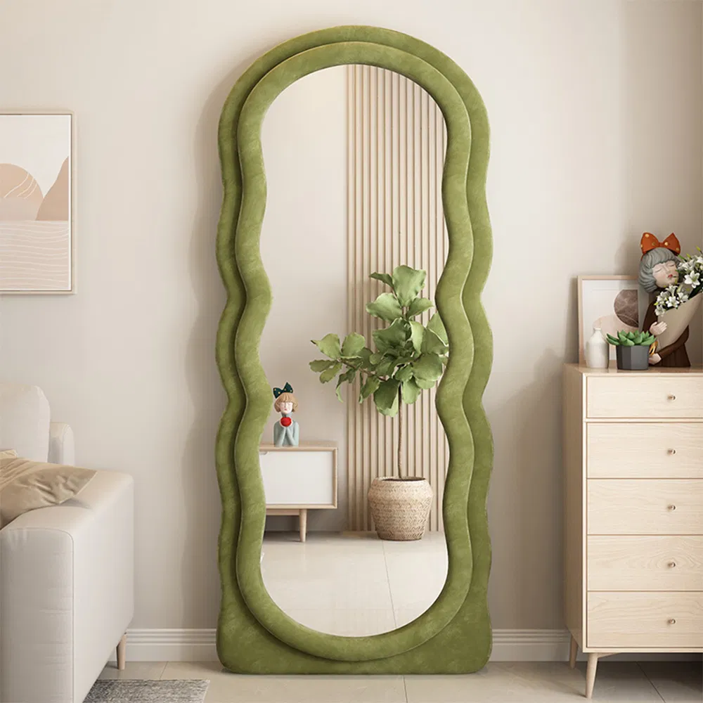 Home Decor Irregular Wavy Modern Mirrorl Full Length Floor Wavy Wall Floor Mirror