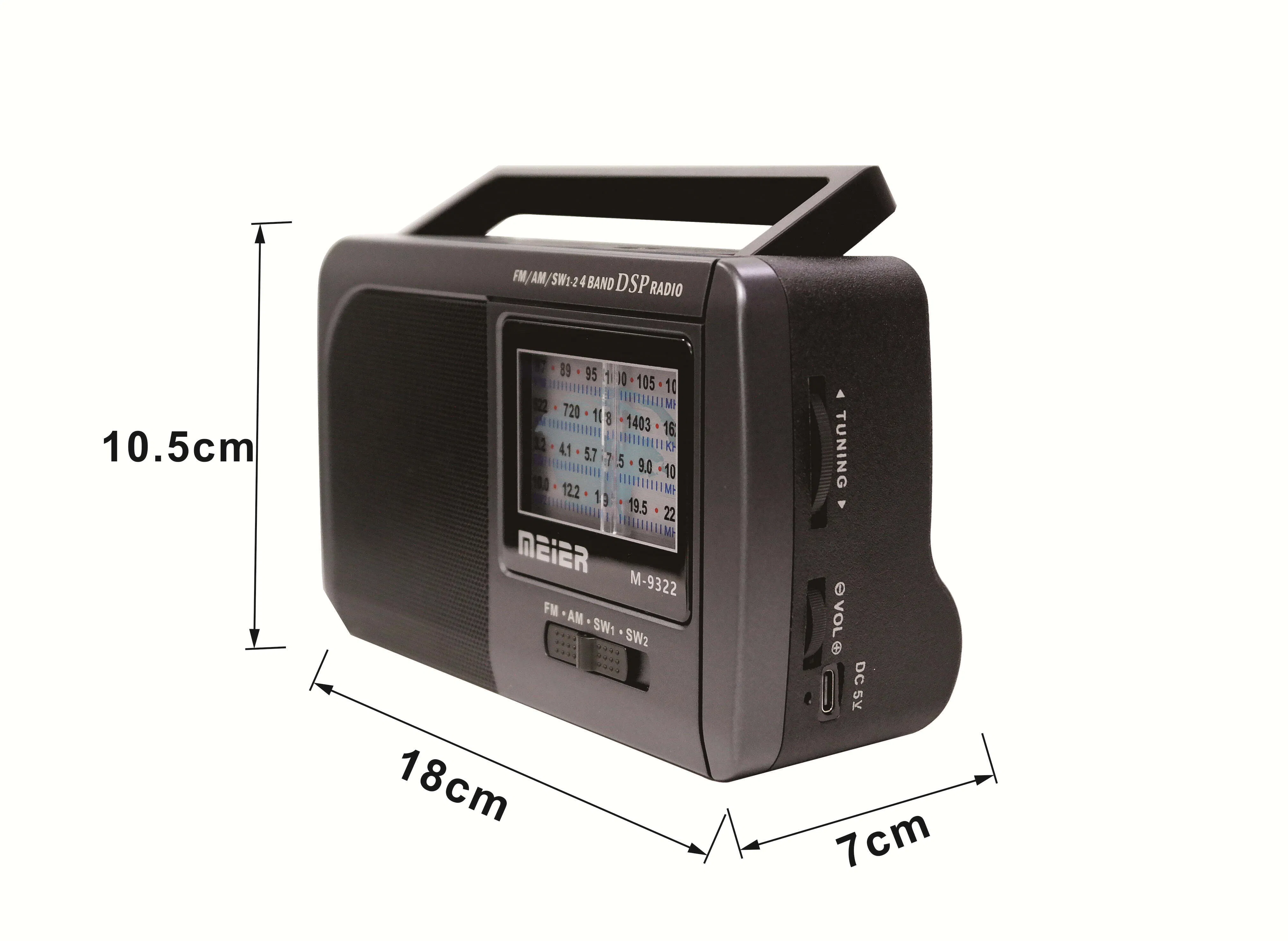 Vintage Meier M-9322BT Portable 3-Band Am FM Sw Radio, LED Flashlight, TF Card and MP3 Player, Rechargeable Speakers Bluetooth Retro Design