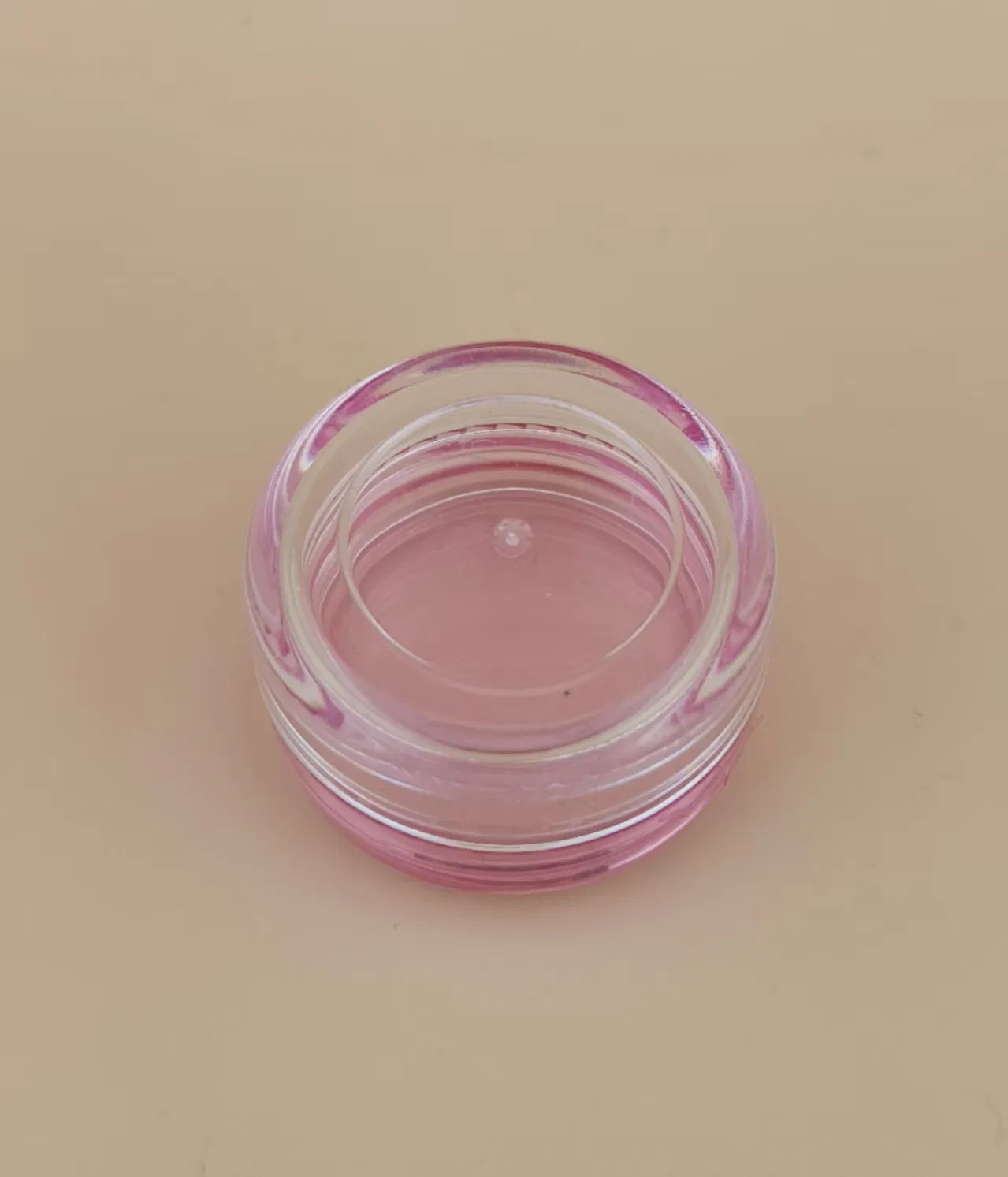 Clear Plastic Cream Jar with Pink Screw Lid for Skincare
